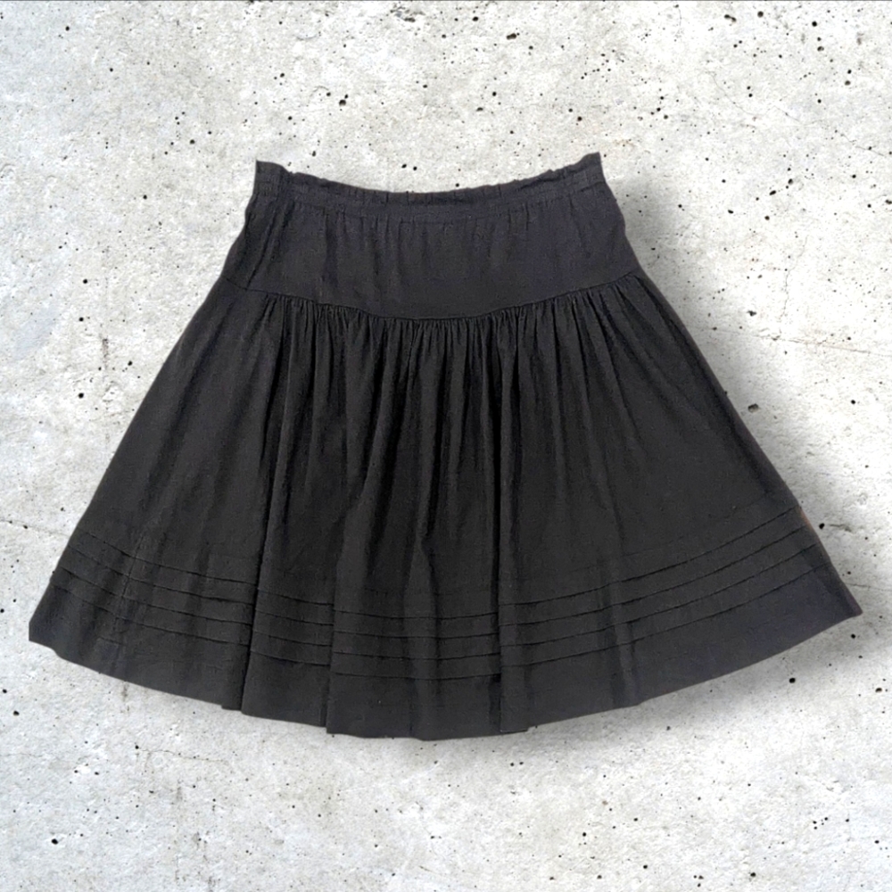 Theory Linen Blend Black A-Line Skirt Knee Length Career Corporate Executive S